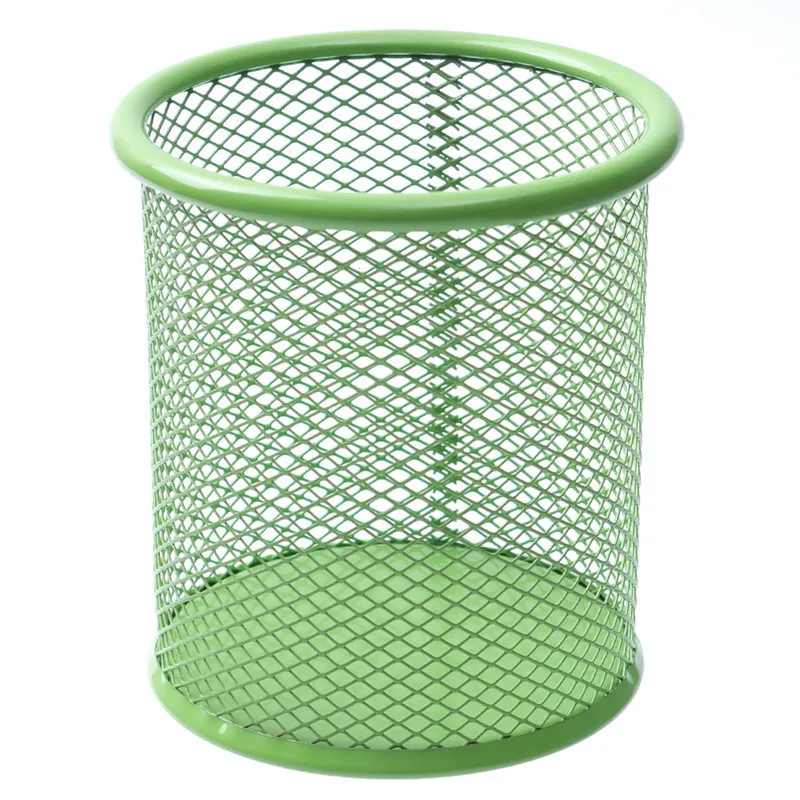 K1017 Black Desk Office Pen Organizer Round Table Metal Wire Mesh Pencil Cup Pen Holder