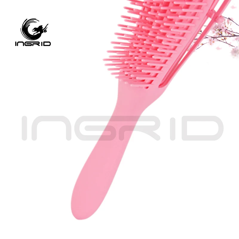 Custom Logo Plastic Octopus Eight Rows Black Hair Detangler Brush  Scalp Care  Detangling Brushes For Woman
