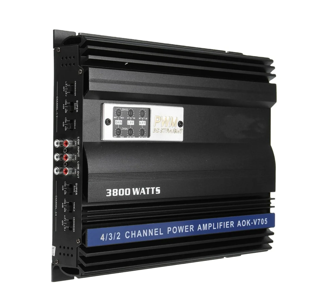 Автомобильный усилитель мощности 12 В 3800 Вт, высокомощный одноканальный усилитель мощности класса D для сабвуфера, автомобильный усилитель мощностью 3800 Вт