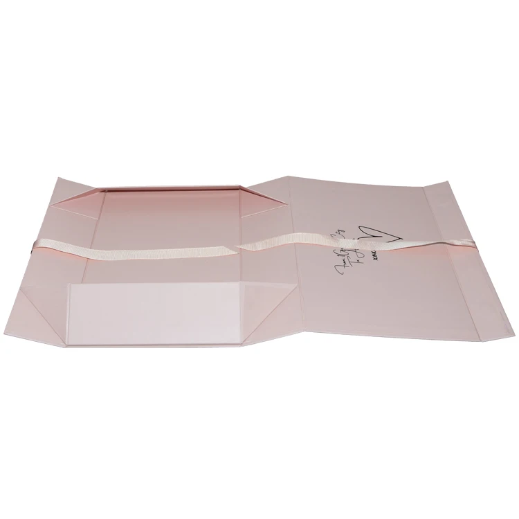 Personalized Folding Cardboard Hair Bundle Packaging Magnets Box with Silk Ribbon Closure
