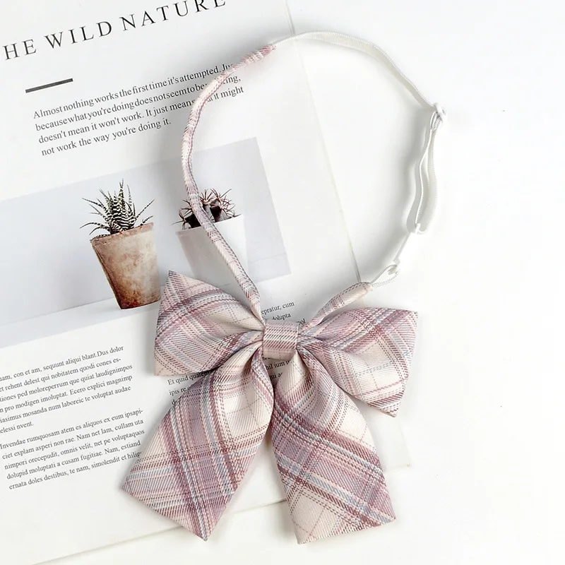 Women College Style Fashion Bow Tie Girls Student School Uniform Accessories Jk Plaid Bowtie