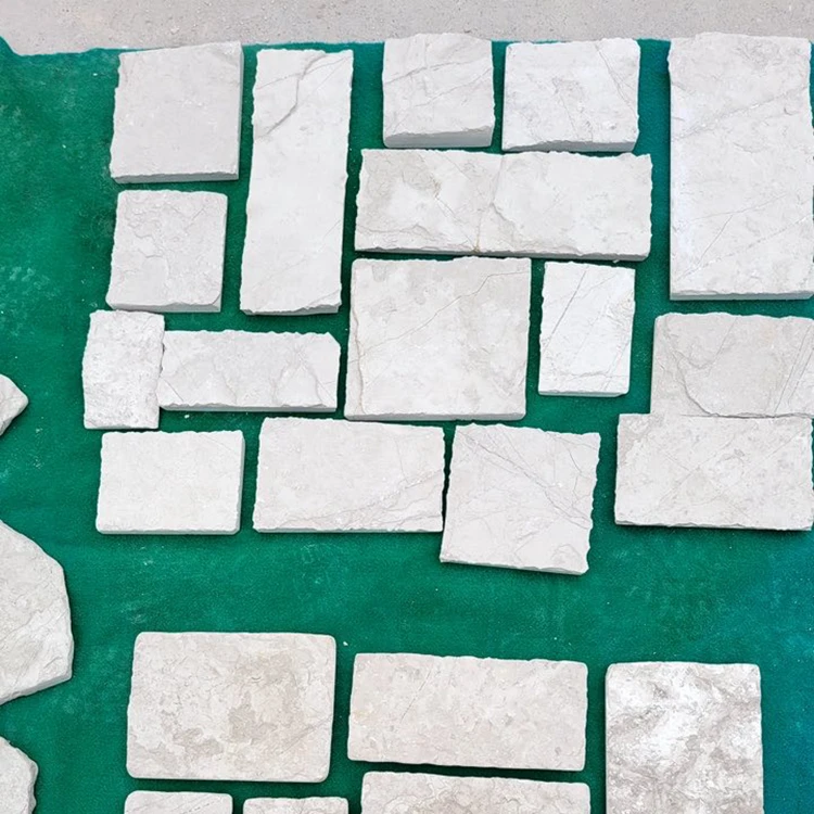 Белый мрамор случайный тротуарный камень стены фасад Каменный Шпон каменная облицовка стен