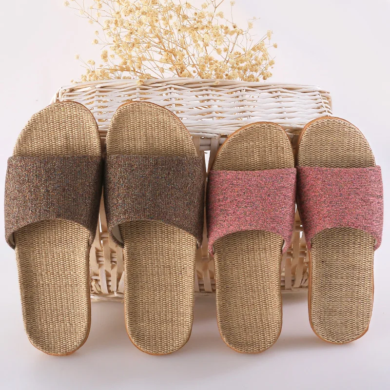 Wholesale Couple Large Size Indoor Slippers Wooden Floor Cotton Linen Slippers Home Non-slip Men And Women Linen Slippers