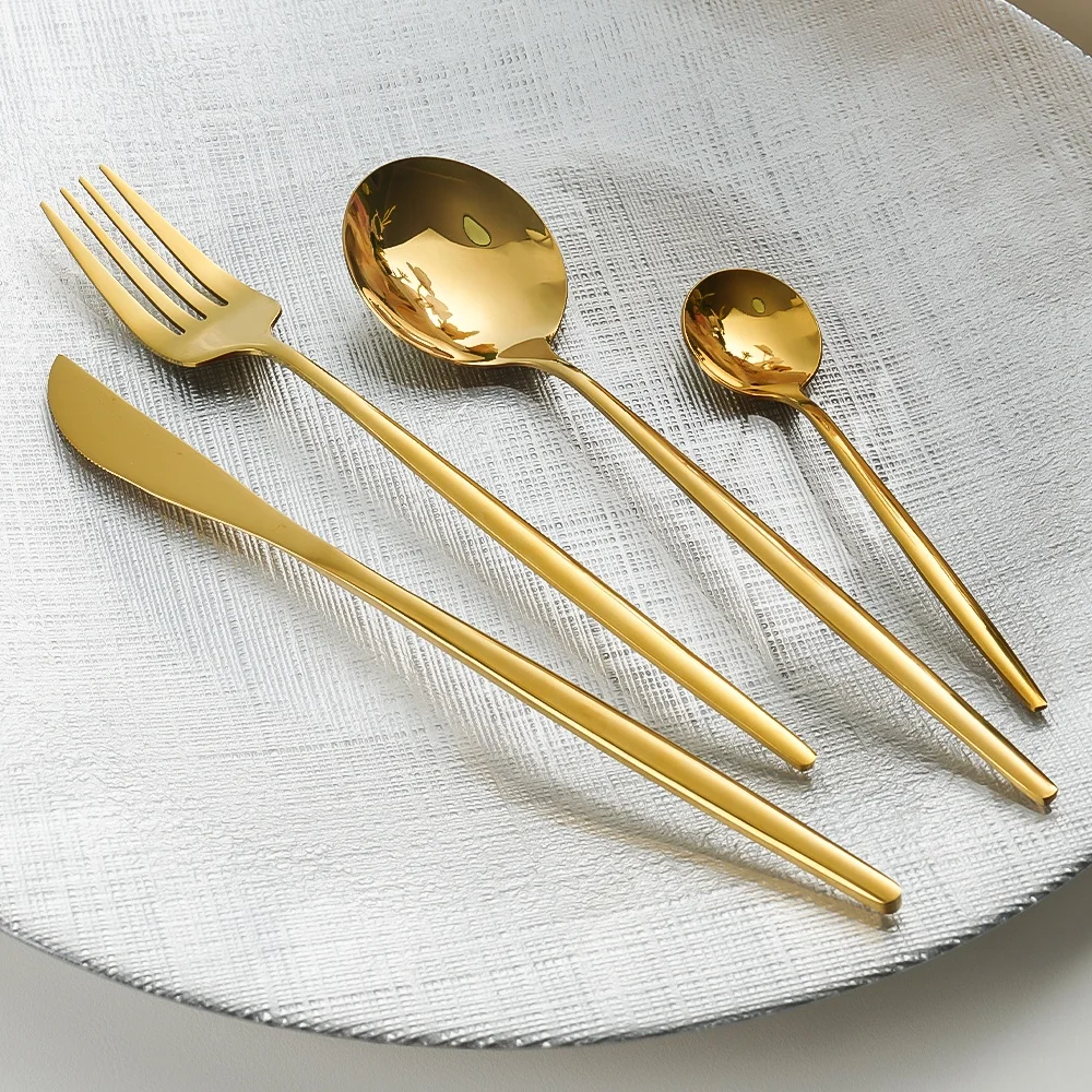 Gold Knife and Fork Set Luxury Cutlery Stainless Steel Set of Dining Utensils Household Wedding Table