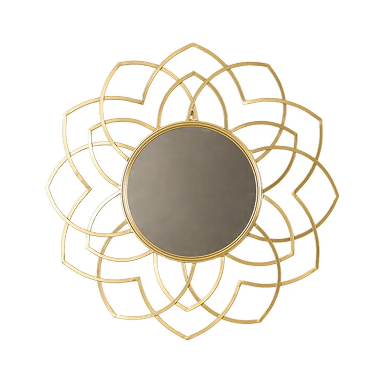 Modern European Style Iron Flower Decorative Metal Wall Hanging Mirror