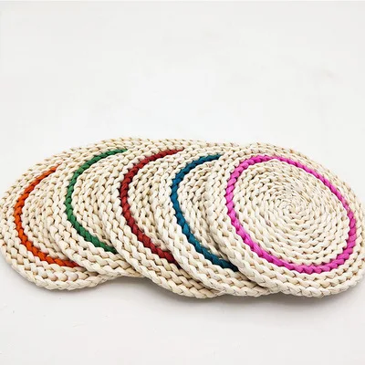 Japan Style Handmade Natural Corn Husk Table Mat Heat Insulation Placemat Casserole Pad Decoration Mat