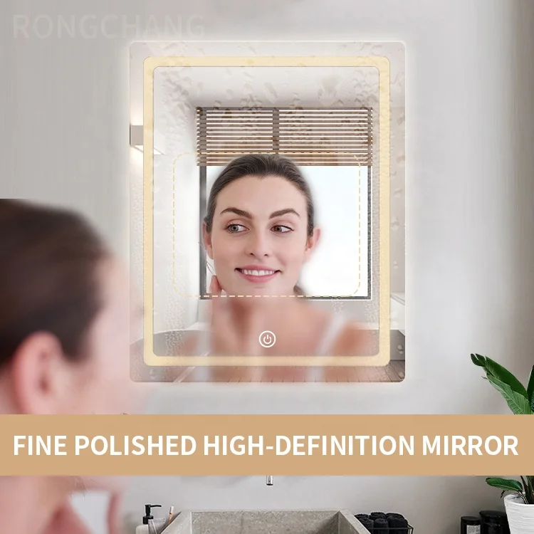 Hotel Design ip44 Waterproof Multifunctional Led Light Smart Bathroom Led Lighted Vanity Mirror Anti Fog LED Bathroom Mirror