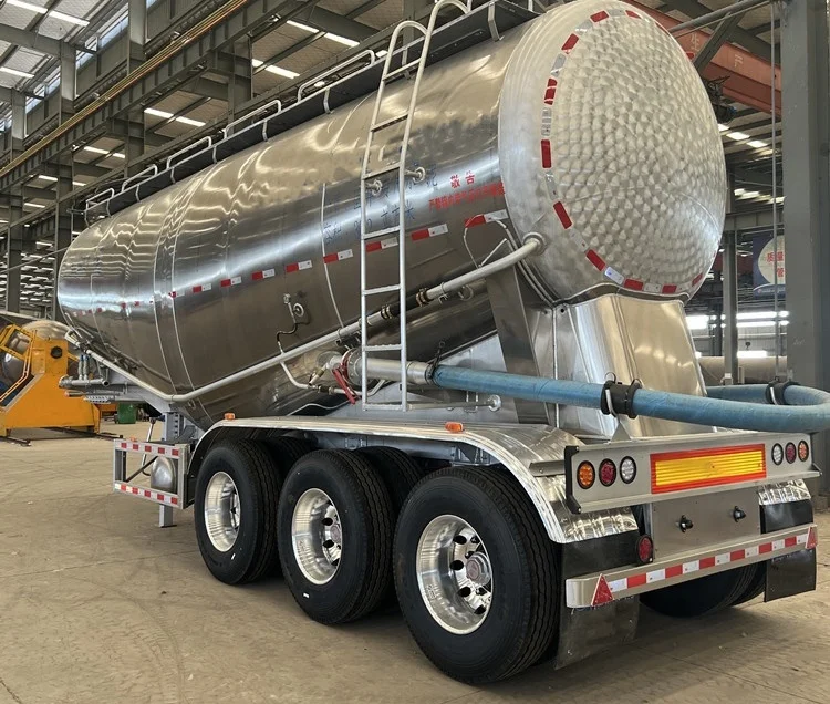 3 Axle Cement Bulker Tank Truck Trailer 45-80 Tons Capacity Diesel Engine Powered Cement Bulk Semi-Trailer