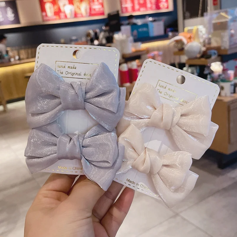 Amazon Selling Handmade Boutique hair clips grosgrain ribbon hairpin fabric Bows Clips For Girls