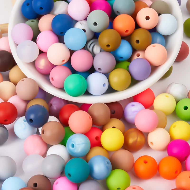 Hot selling products 2024 new custom wholesale bpa free silicone bulk focal bead for keychain making  babies teether pens toys