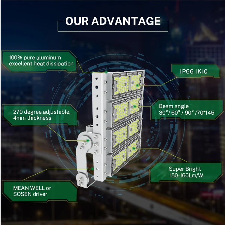 High Lumen Module IP65 Waterproof 220v 50w 100w 200w 300w 400w 500w Outdoor Projecteur LED Exterieur Stadium Sports Flood Light