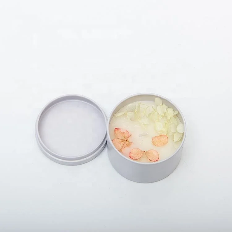 Hot selling soy scented dried petals customized vegan candles with flowers
