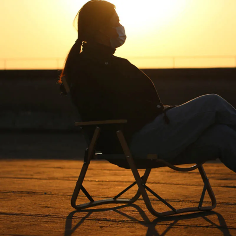 Foldable Wooden  Chair Outdoor Fabric Glossy Wood  Popular Aluminium  Sling Chair