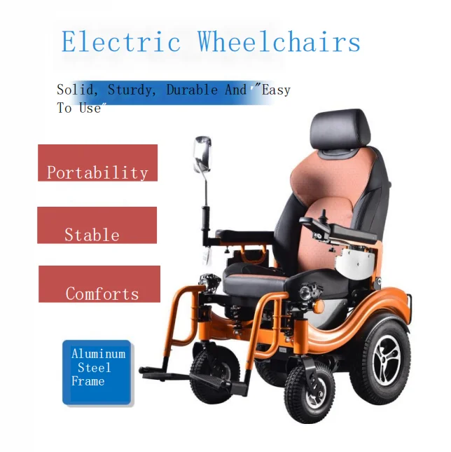 Ultra-sturdy Carbon Steel Frame Wheelchair Lead-acid Battery Wheelchair Electric Tracked Wheelchair With Large Tires