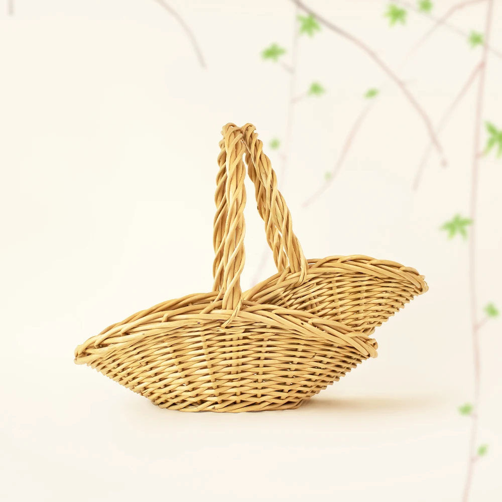 JY Handmade Oval Natural Willow Organizer Woven Small Basket Set With Handle Big Black Wicker Baskets For Gift