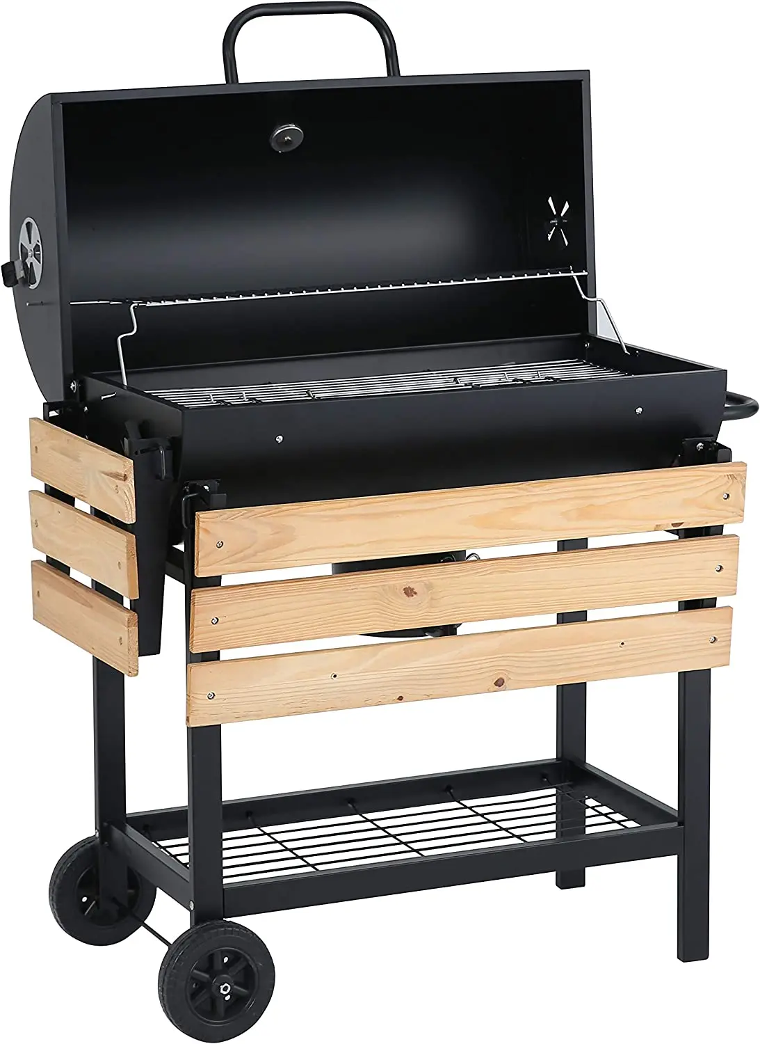 Heavy Duty Trolley barbeque custom Charcoal chimney BBQ Grill Outdoor with Offset Smoker