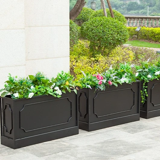 Outdoor Large Planter Box Rectangle Metal Planters Hotel Garden