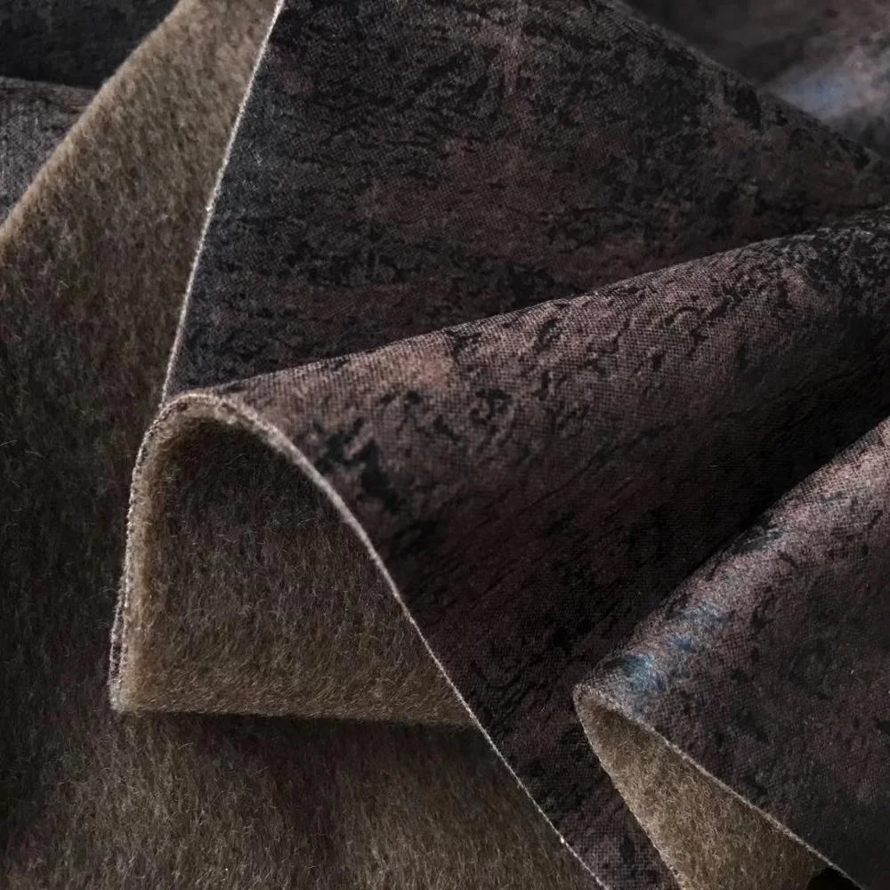 Экологически чистая коричневая водонепроницаемая замша из 100% полиэстера для изготовления обуви/ботинок/замшевых штор/одежды