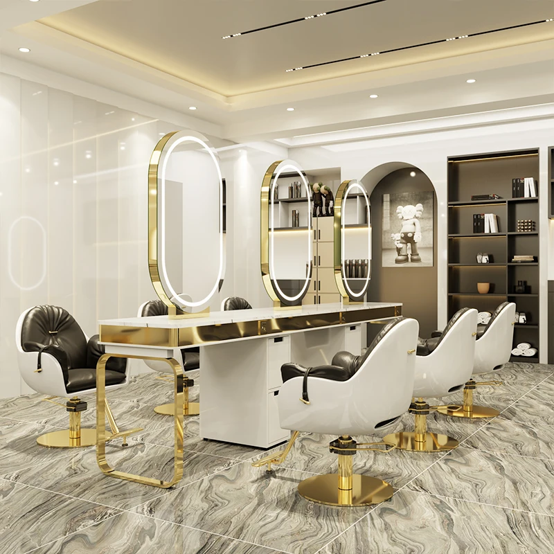 Хорошая Профессиональная Мебель для парикмахерской зеркало со светодиодной подсветкой для салона красоты зеркальная станция