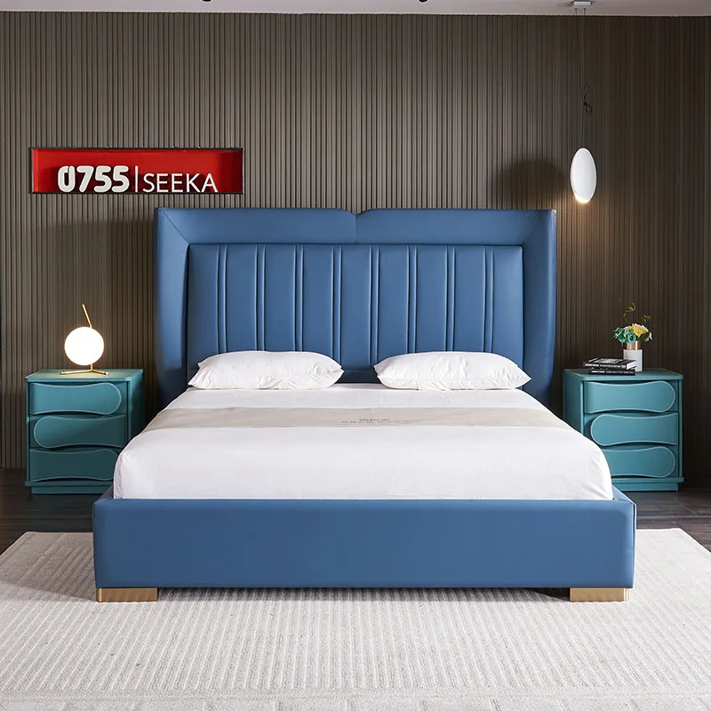Wholesale Hotel Bedroom Furniture Set Double Luxury Luxurious Up-holstered Beds King Size Pine Modern Soft Bed
