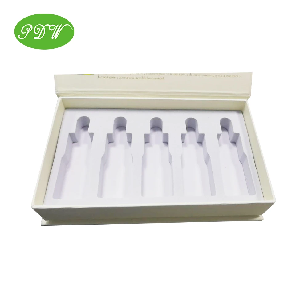 
White magnetic 5 essential oil bottle cosmetic perfume package gift box with eva tray 
