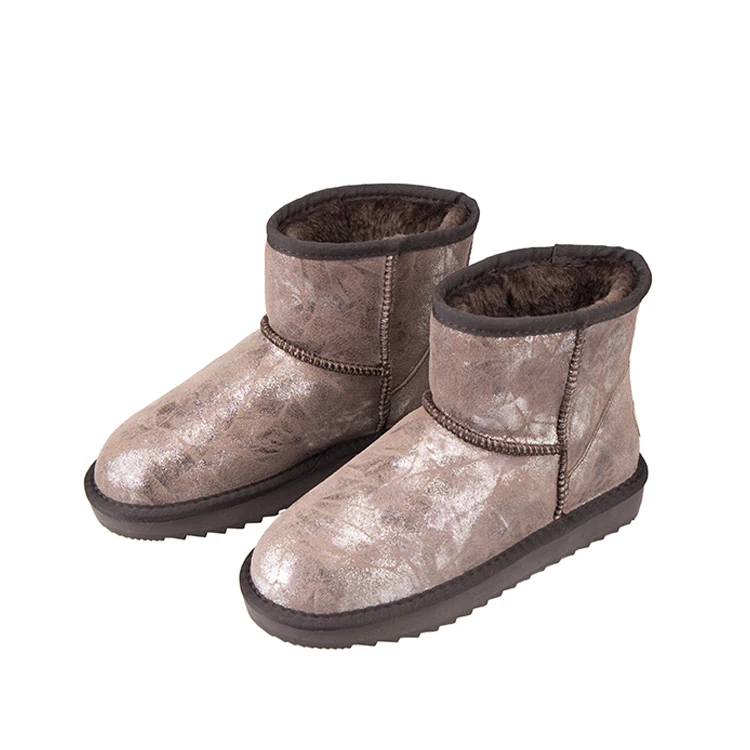 factory direct supplier cow suede upper thermal ankle snow boots for women