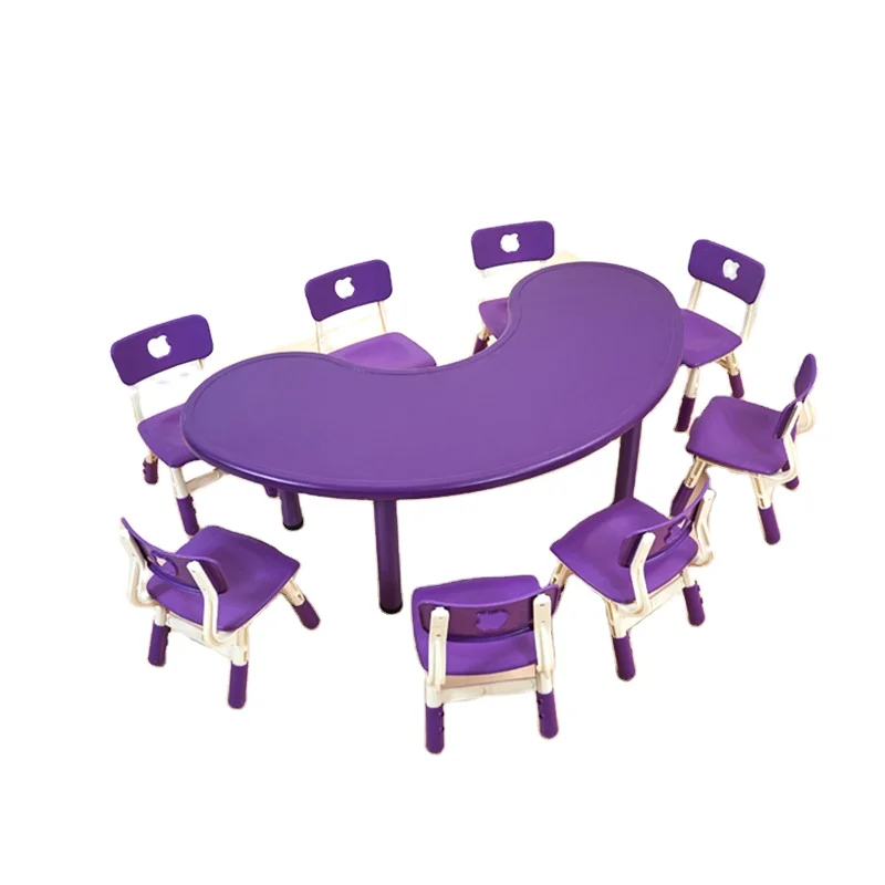 Guangzhou Joyeden moon shape Plastic kids study table with chair set school furniture for learning (1600310385402)
