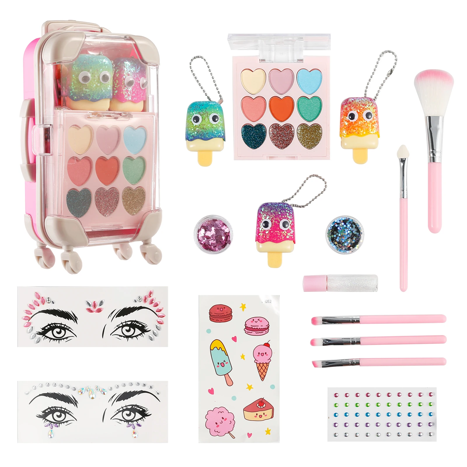 BVL Standard TALC FREE Wholesale Vegan High Pigment Makeup Set Multichrome Pressed Glitter Mini Suitcase Kids Eyeshadow Palette