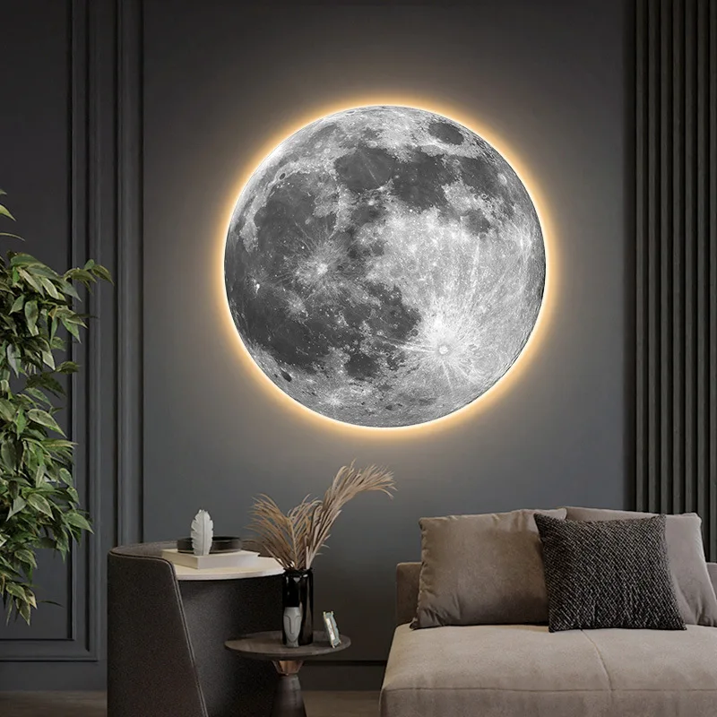40CM Minimalism creative planet crystal porcelain modern glass wall paintings with led for home decor