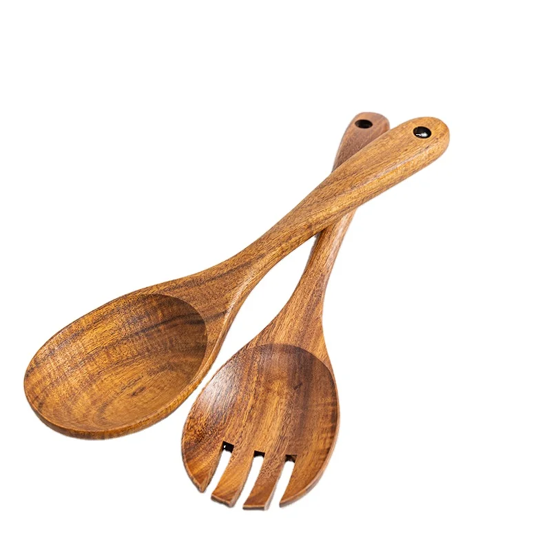 Acacia wood large wooden spoon wooden fork set salad servers sets cooking spoon fork