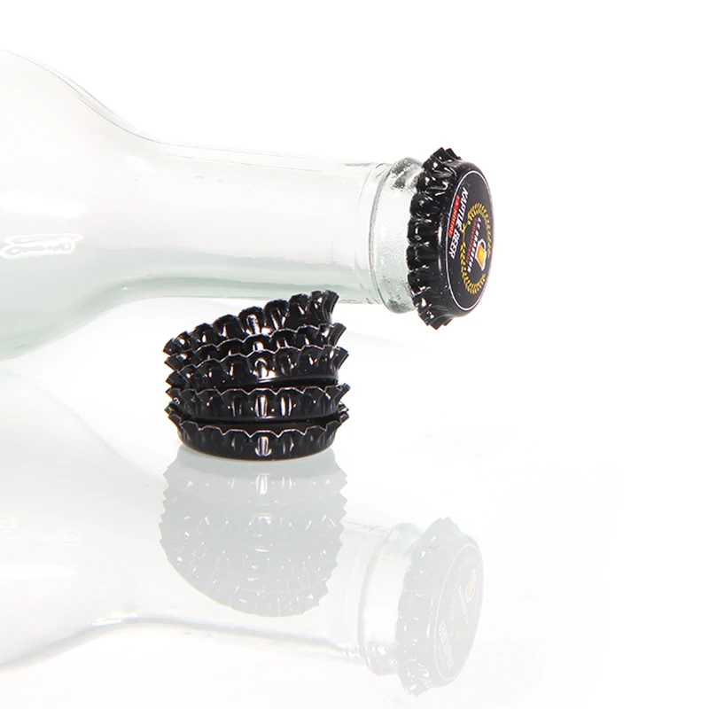 Luxury Black 28mm Crown Cap Metal Beer Glass Bottle Crown Custom Cap For Champagne Wine Bottle