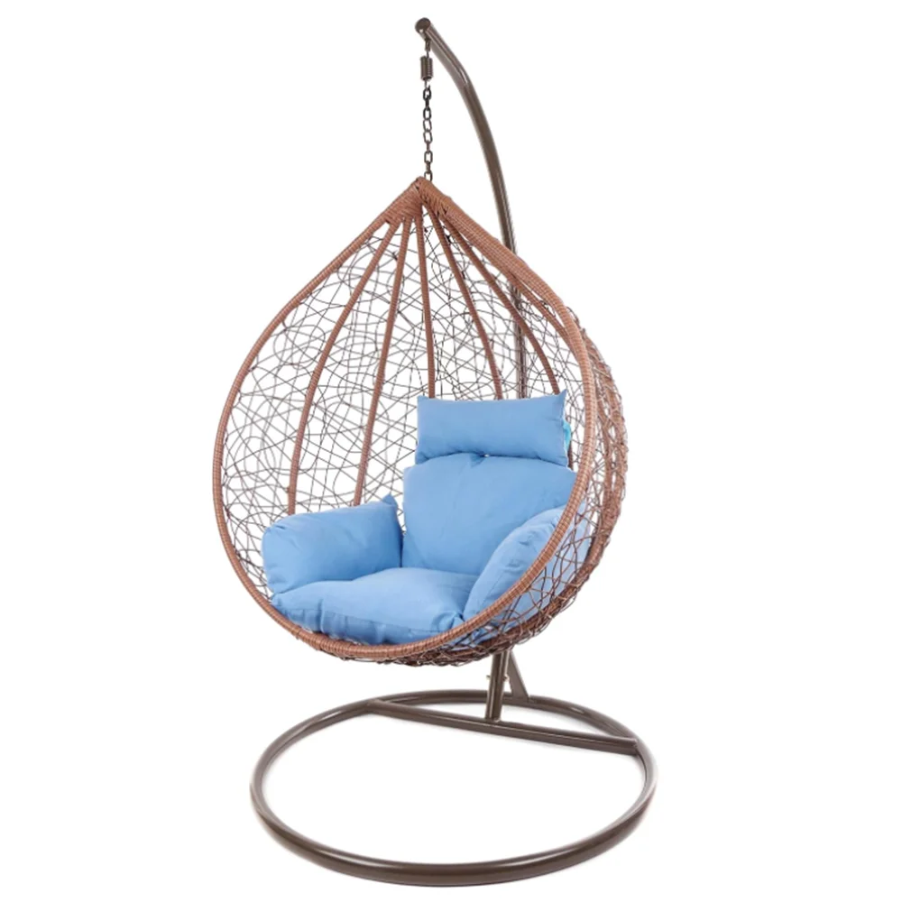 Leisure Time Sun Lounger Hanging Chair Egg-shaped Swing Chair with Waterproof Fabric Cushion