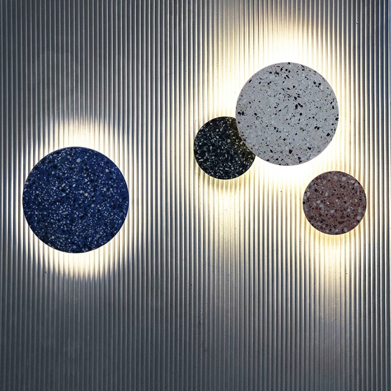 Nordic Terrazzo LED Wall Lamp Modern Creative Round Cake Concrete Wall Lights For Bedroom Living room