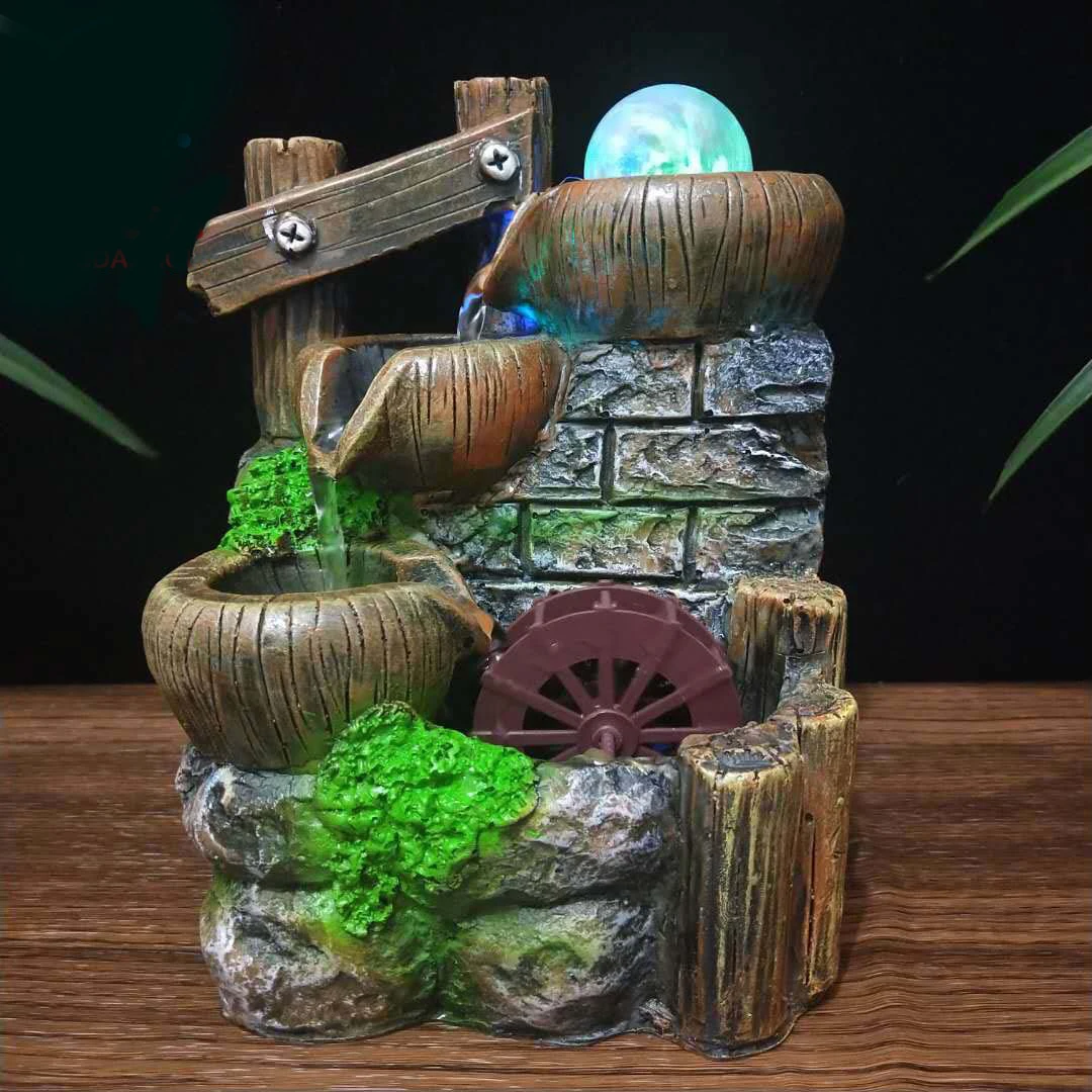 Hot Selling Indoor Waterfall Fountain for Cats Water Fountain Desktop Resin Fountain Ornaments Crafts Office Leisure Decoration