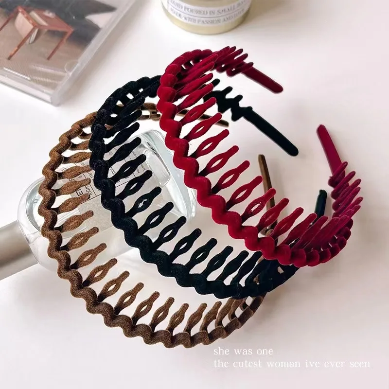 New flocking hair hoop autumn and winter face wash special hair accessories elastic hairbands for women