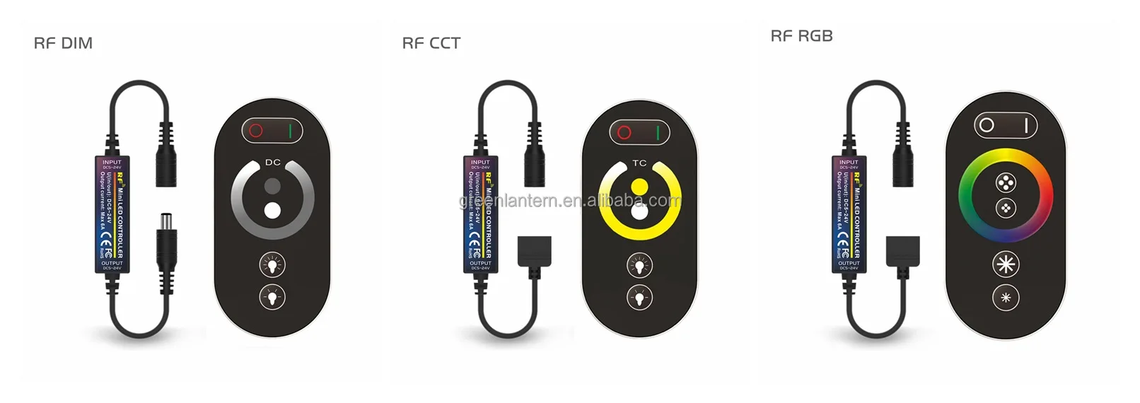 RF Wireless 6 Key Button Touch Remote RGB LED Colorful Controller DIM Stepless Dimming CCT Color Matching RGBW Radio Frequency