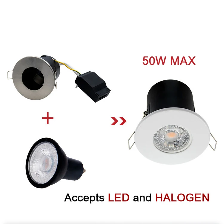 Gu10 Flicker Free Down Light 65MM Cut Out Fire Rated Recessed Downlight IP20 50W Max Round Led Fire Proof Spotlight