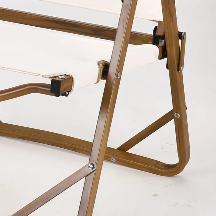 Outdoor Wood Grain Aluminum Stool Wooden Handrail Folding Camping Chairs