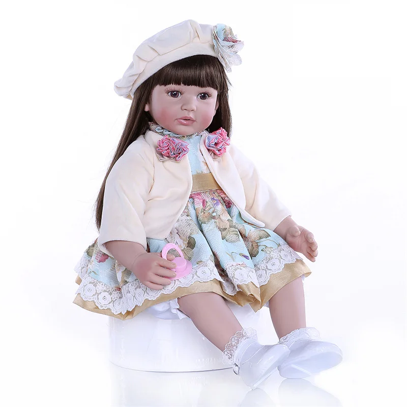 Fashion Toddler Princess 24 Inch Toys Cloth Body Silicone Vinyl Reborn Baby Dolls For Kids Gifts