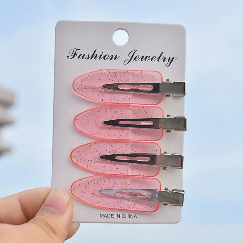 No Crease Hair Clip Hair Styling Bang Clip Makeup Salon Accessories 5 Color Transparent Glitter No Bend Seamless Hairpins