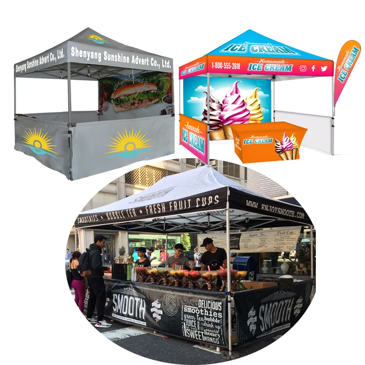 Оптовая продажа, наружная Водонепроницаемая портативная дешевая складная палатка для еды с принтом на заказ, 10x20 10x10, палатка с навесом для поставщика