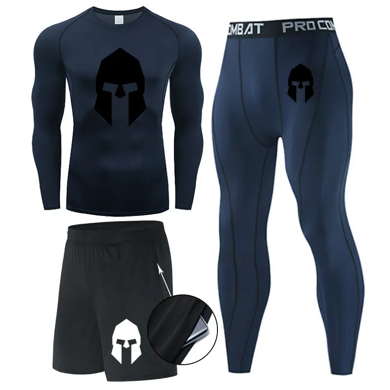 3 piece sets Compression Suits Men Quick Dry set Clothes Sport Running jogging Gym work out Fitness Tracksuit sweatsuit