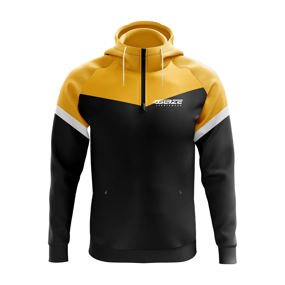 Factory Sports Hoody Half Zip Up Custom Embroidery and Sublimation Logo Heavyweight Blank Man Hoodie