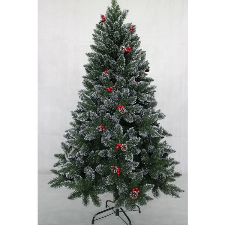 PVC Christmas tree with snow effect WHOLESALE high quality Christmas tree with red fruits and the cones customized only