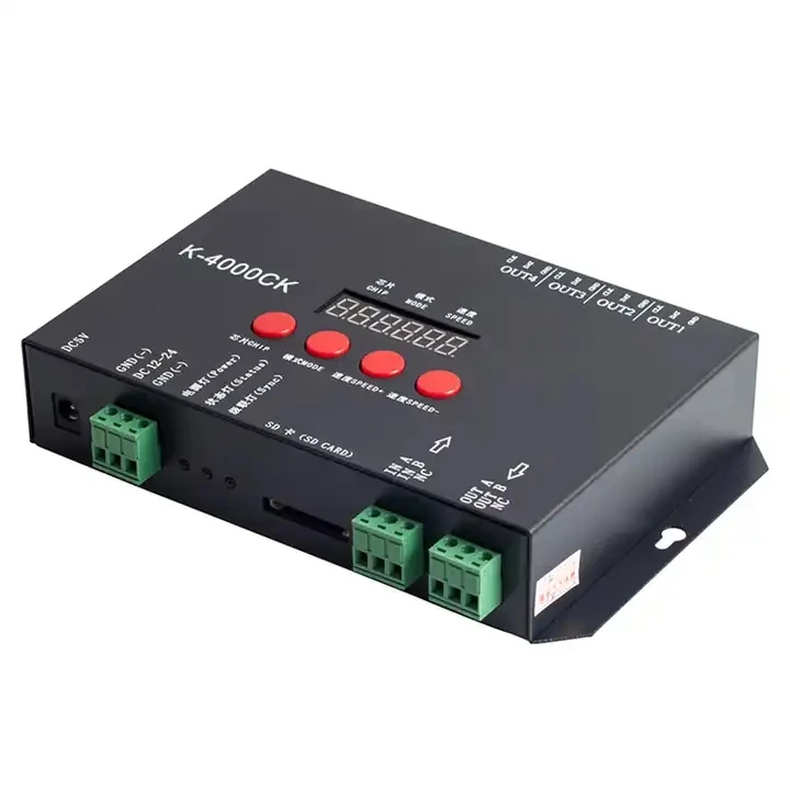 K-4000C SD Card Pixel LED Controller Original ws2812 , SPI/DMX DC5V/DC12-24V programmable dmx led light controller