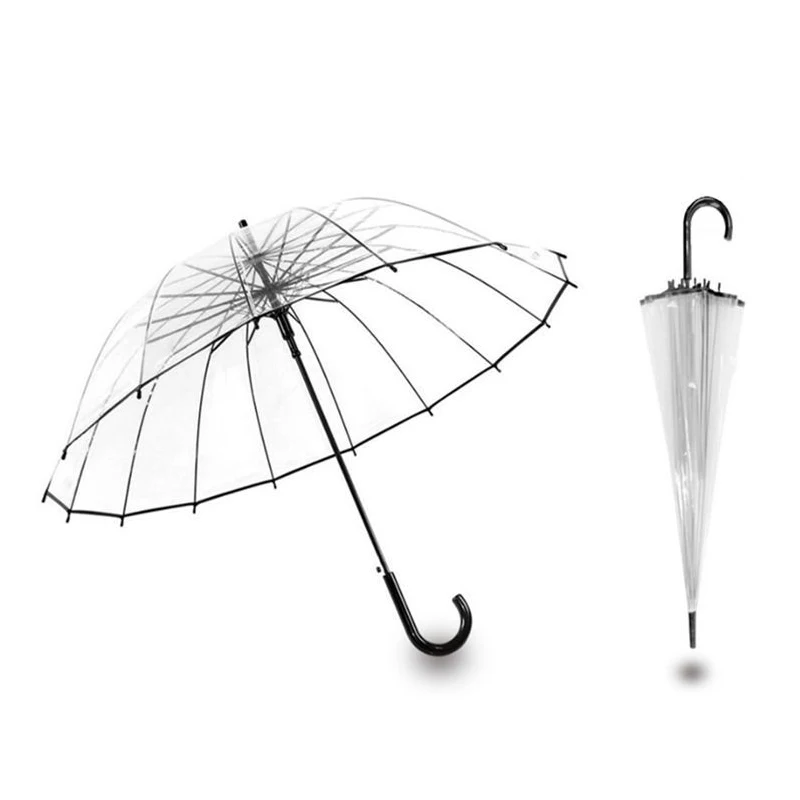 The Best Price 16 Ribs 23 inch Transparent Umbrella Clear Straight Umbrella