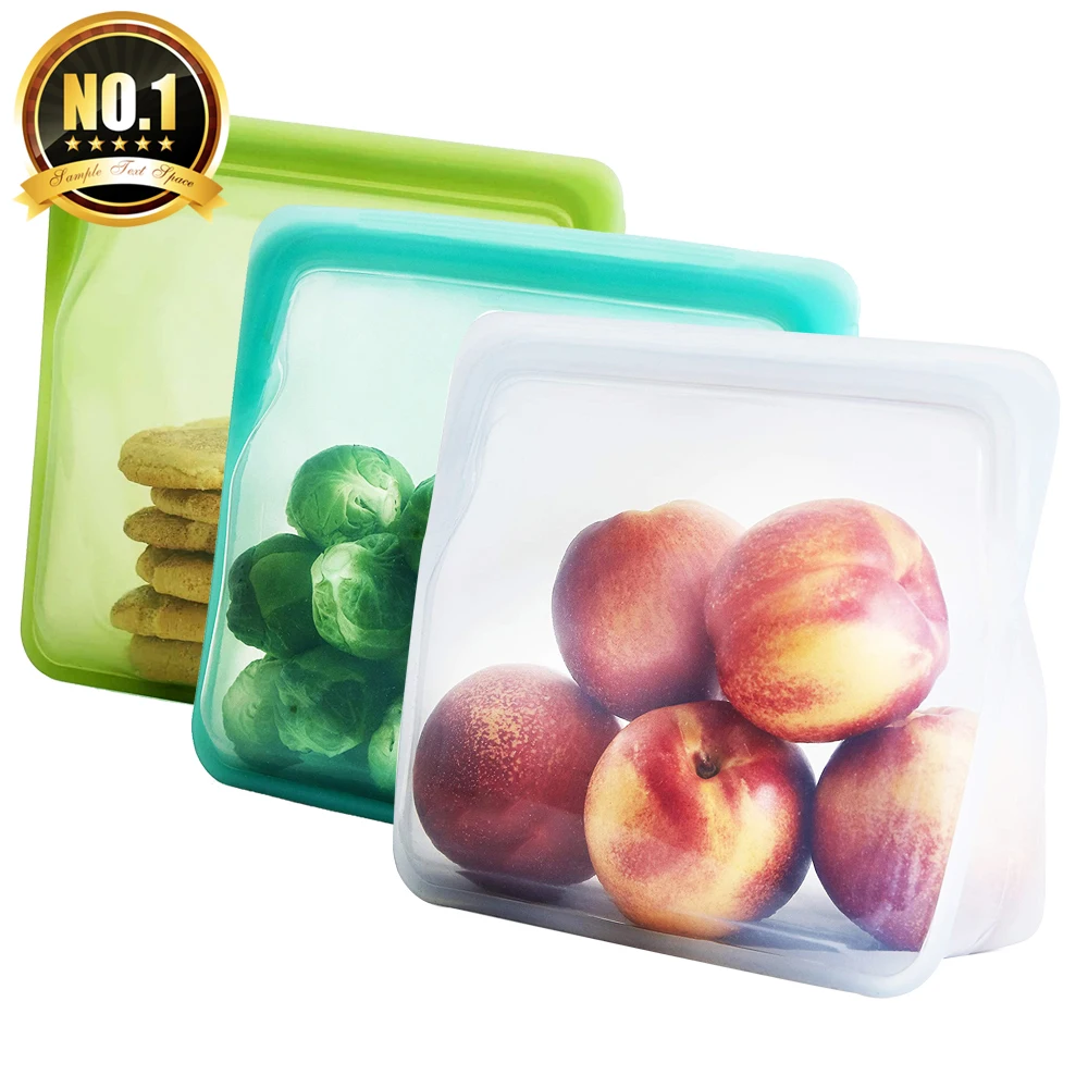 10 упаковок, пригодный для вторичной переработки, свежая герметичная морозильная камера на молнии, герметичная застежка-молния, многоразовая платиновая силиконовая сумка для хранения еды