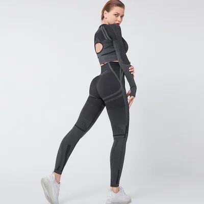 New Arrival Factory Direct Tights High Waist Fitness Stretch Hip  Woman Long-sleeved Color Yoga Pants