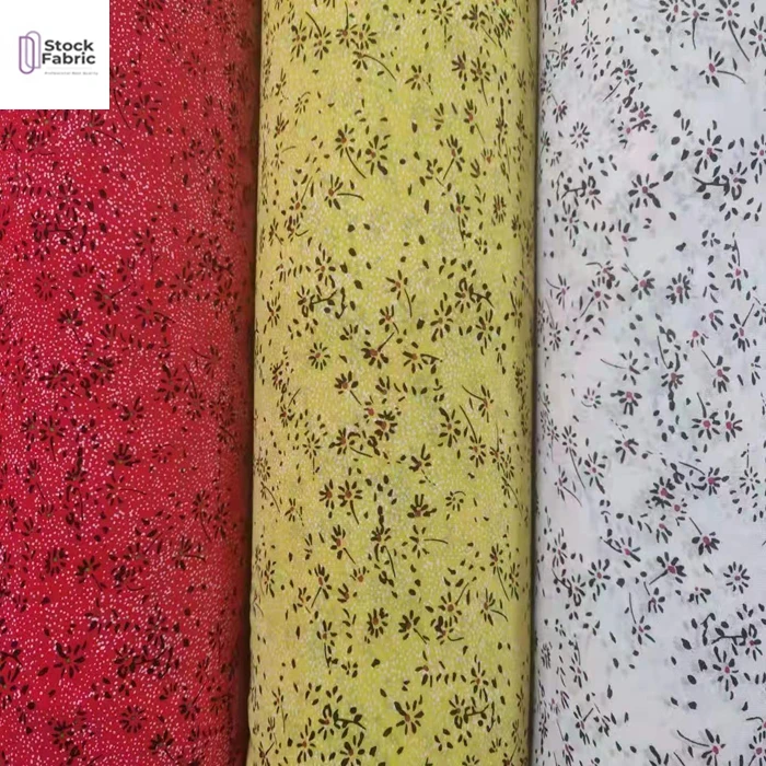 Hot selling pearl chiffon print stocklot fabric in China