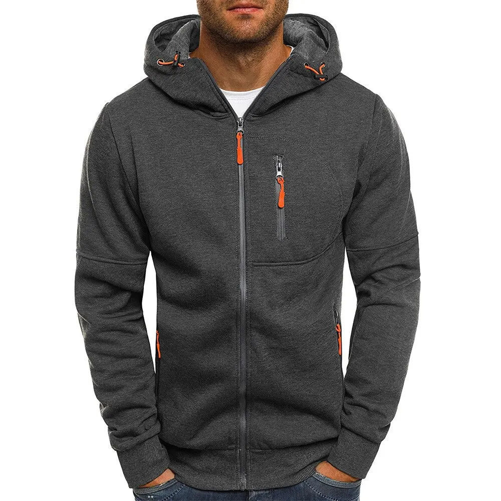 Man Casual Fitness Sports Zipper Fastened Gym Hoodie